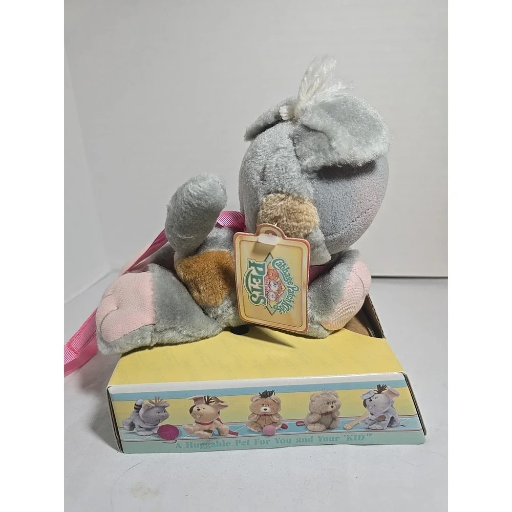 Vintage 1986 Cabbage Patch Kids Pets Gray Spotted Dog Puppy Stuffed Animal Plush